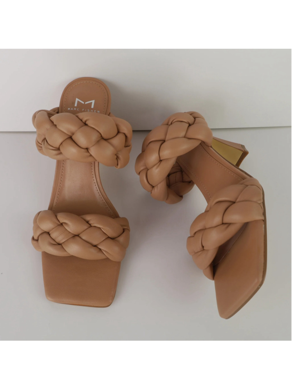Marc Fisher LTD Hammy Sandals Womens 6.5M Natural Braided Leather Heels 0478 - Picture 8 of 15
